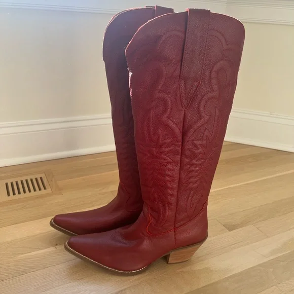 Dingo Womens Raisin Kane Embroidered Snip Toe Casual Boots Mid Heel 2-3" 9.5 - Picture 4 of 6